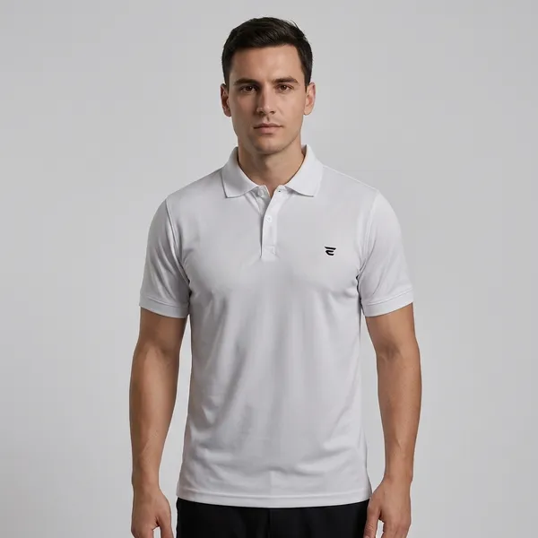 White_Polyester_Blend_Mesh_Polo_Neck_Solid_T_Shirt_For_Men