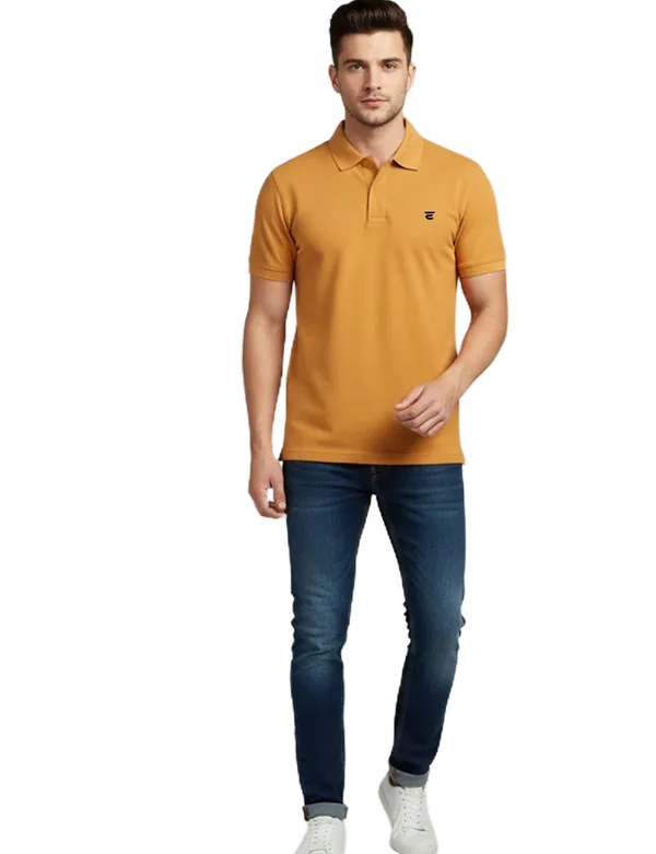 Yellow_Polyester_Polo_Neck_Solid_T_Shirt_For_Men