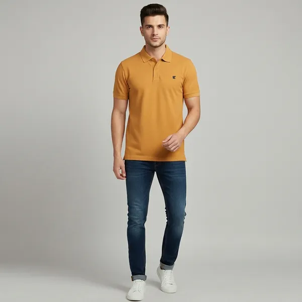 Yellow_Polyester_Polo_Neck_Solid_T_Shirt_For_Men