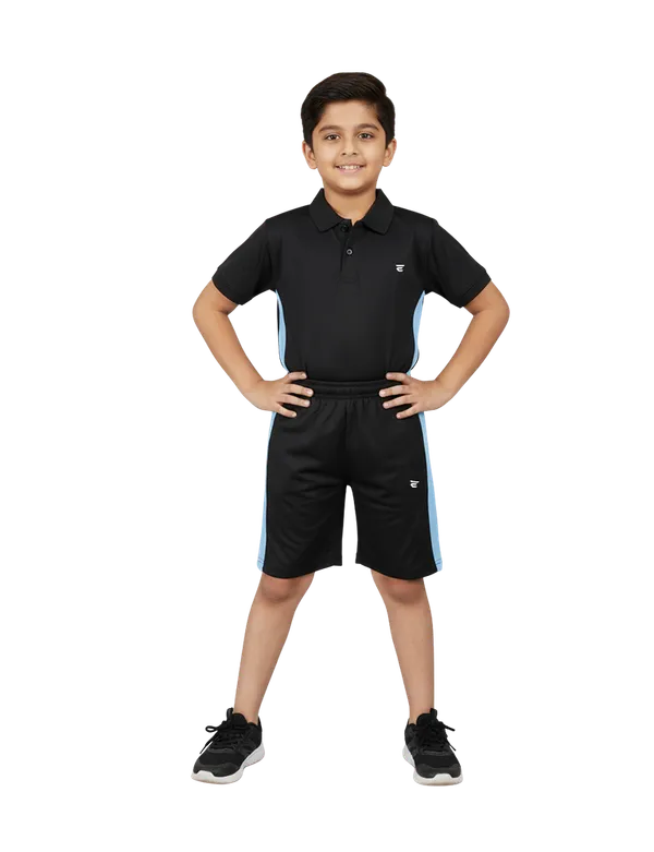 Blue_Cotton_Blend_Polo_Neck_Two_Tone_T_Shirt_&_Shorts_Set_For_Kids