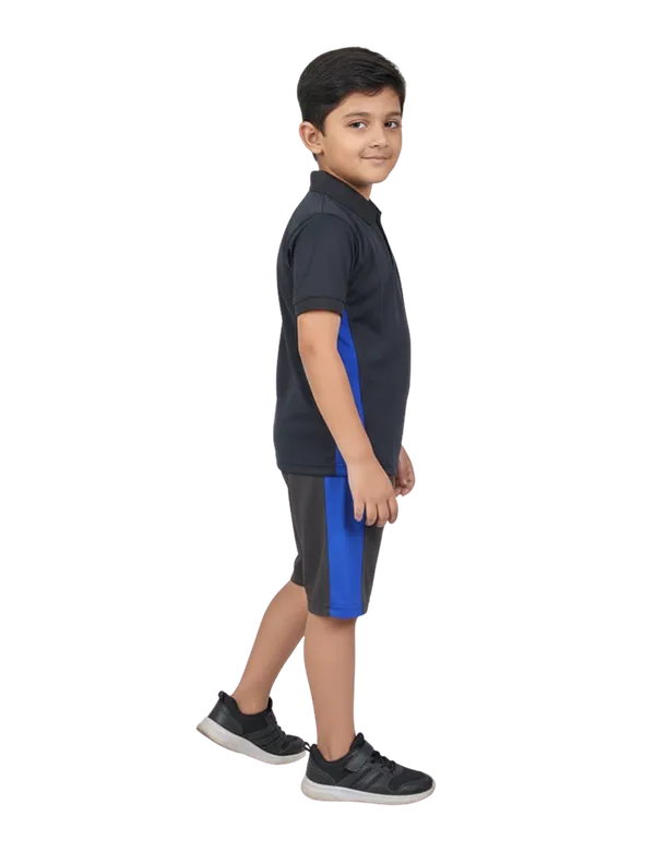 Royal_Blue_Cotton_Blend_Polo_Neck_Two_Tone_T_Shirt_&_Shorts_Set_For_Kids