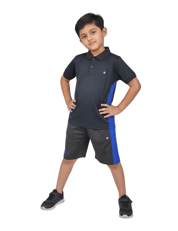 Royal_Blue_Cotton_Blend_Polo_Neck_Two_Tone_T_Shirt_&_Shorts_Set_For_Kids