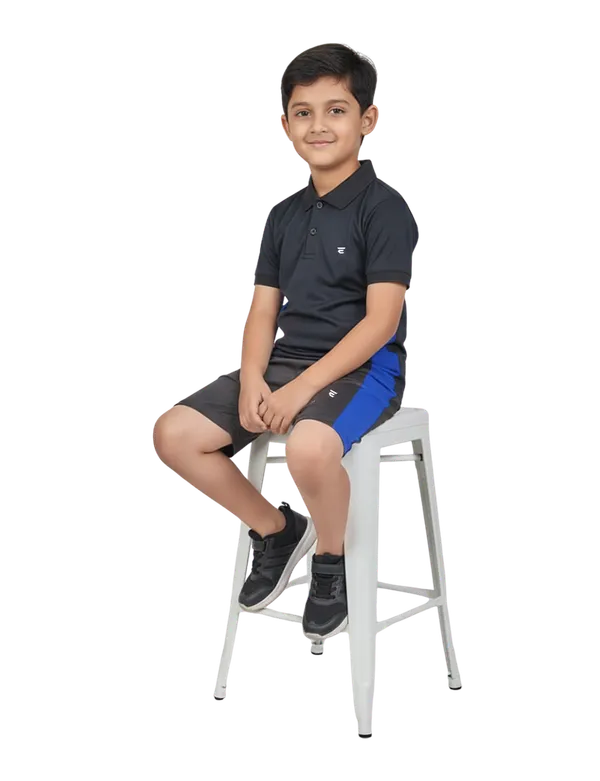Royal_Blue_Cotton_Blend_Polo_Neck_Two_Tone_T_Shirt_&_Shorts_Set_For_Kids