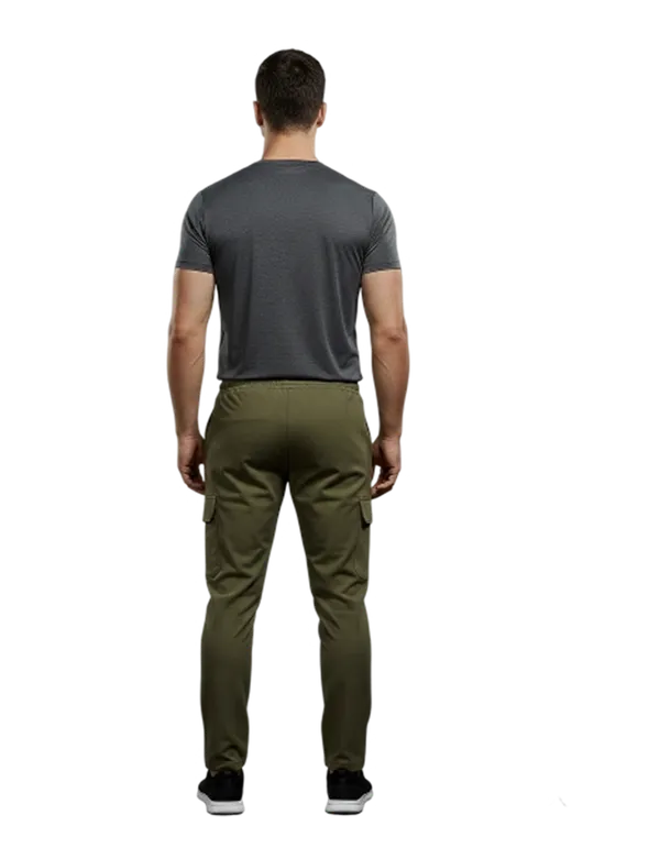 Olive_Cotton_Blend_Stretch_Fit_Cargo_Pants_For_Men