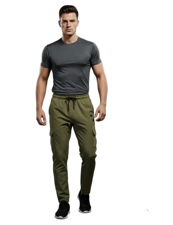 Olive_Cotton_Blend_Stretch_Fit_Cargo_Pants_For_Men