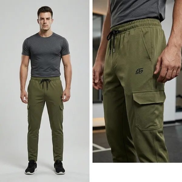 Olive_Cotton_Blend_Stretch_Fit_Cargo_Pants_For_Men