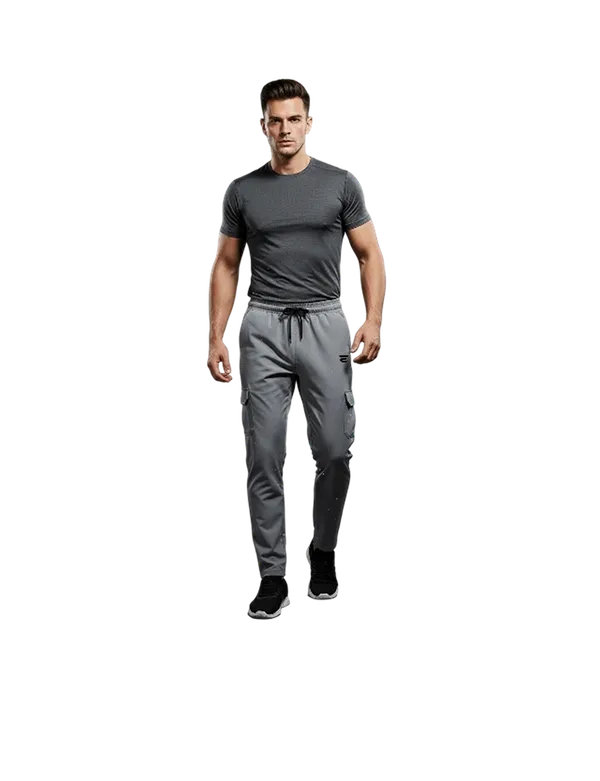 Light_Grey_Cotton_Blend_Stretch_Fit_Zip_Pocket_Cargo_Pants_For_Men