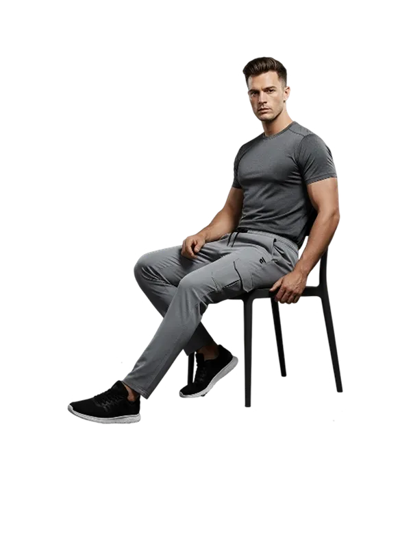 Light_Grey_Cotton_Blend_Stretch_Fit_Zip_Pocket_Cargo_Pants_For_Men