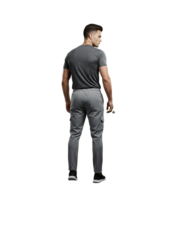 Light_Grey_Cotton_Blend_Stretch_Fit_Zip_Pocket_Cargo_Pants_For_Men