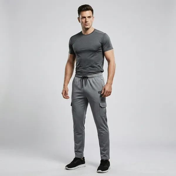 Light_Grey_Cotton_Blend_Stretch_Fit_Zip_Pocket_Cargo_Pants_For_Men