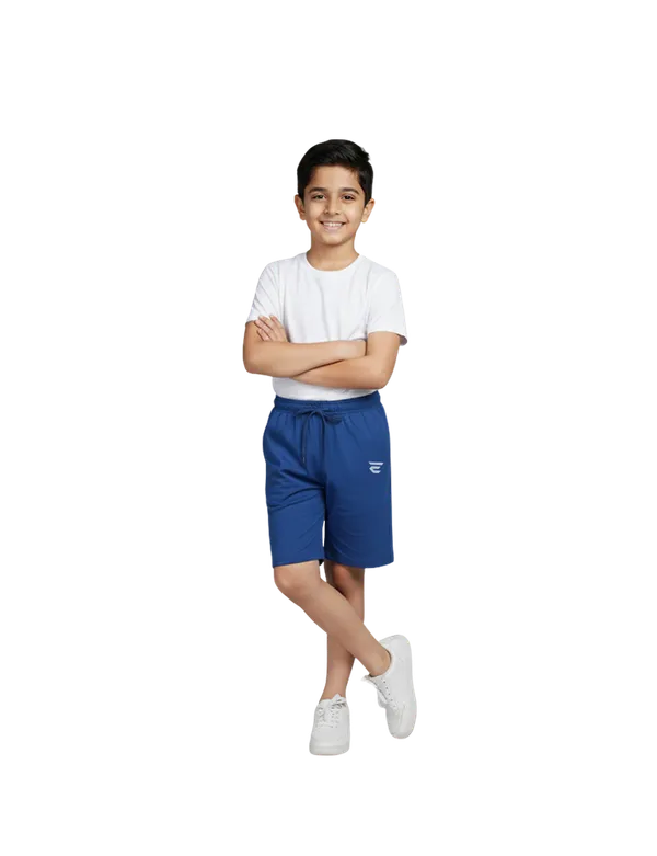 Navy_Blue_Cotton_Elastic_Waist_Boys_Shorts_For_Kids