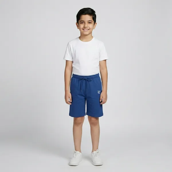 Navy_Blue_Cotton_Elastic_Waist_Boys_Shorts_For_Kids