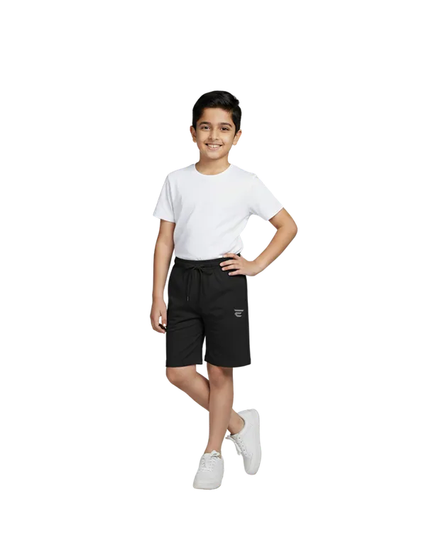 Black_Cotton_Elastic_Waist_Utility_Pocket_Boys_Shorts_For_Kids
