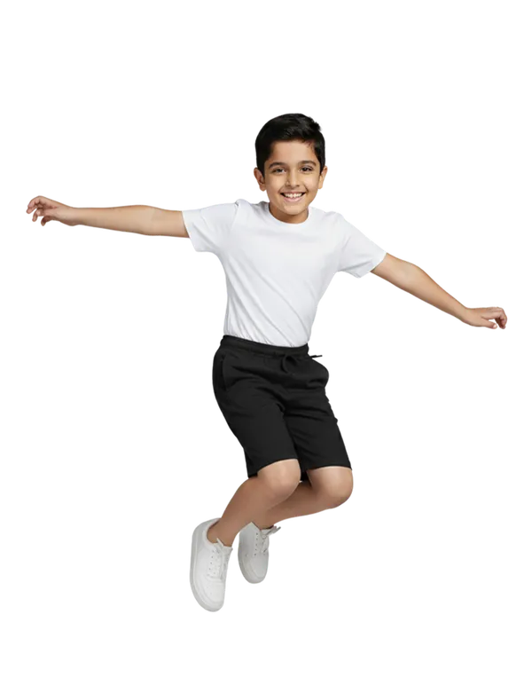Black_Cotton_Elastic_Waist_Utility_Pocket_Boys_Shorts_For_Kids