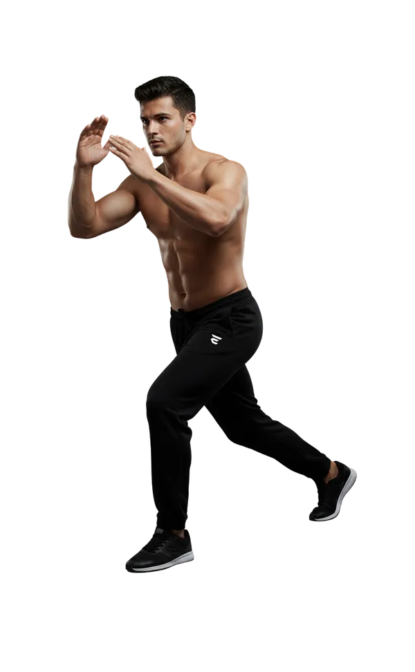 Black_Cotton_Elastic_Cuffed_Adjustable_Waist_Track_Pants_For_Men
