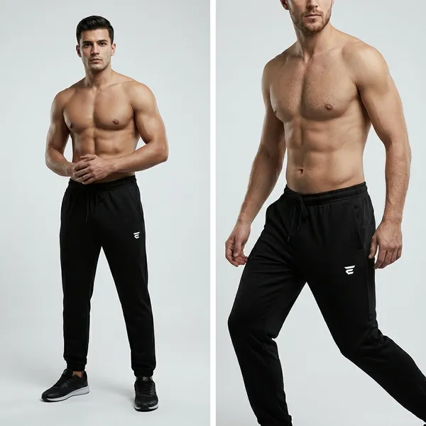 Black_Cotton_Elastic_Cuffed_Adjustable_Waist_Track_Pants_For_Men