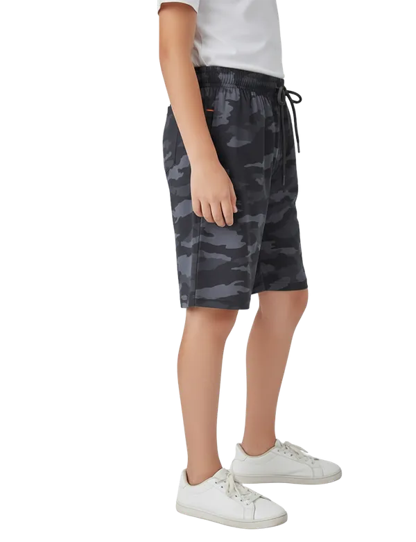 Grey_Cotton_Blend_Stretch_Fit_Boys_Shorts_For_Kids