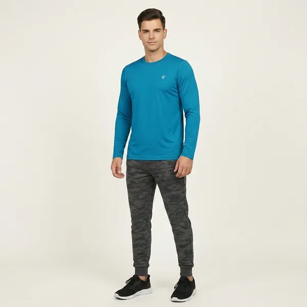 Blue_Cotton_Blend_Full_Sleeve_Round_Neck_T_Shirt_For_Men