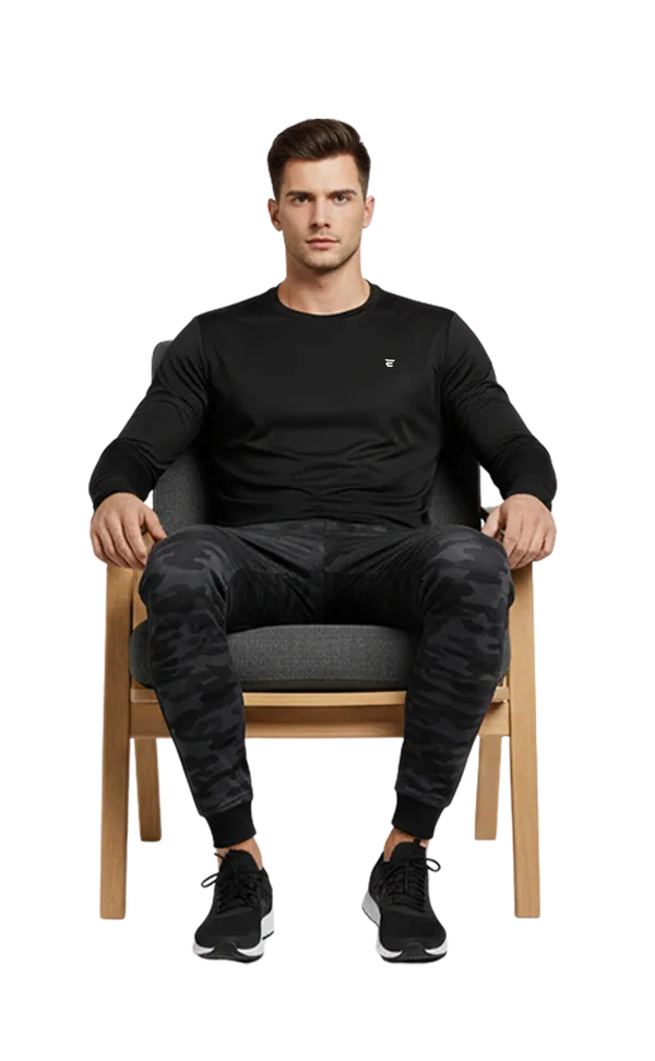 Black_Cotton_Blend_Full_Sleeve_Mesh_Round_Neck_T_Shirt_For_Men