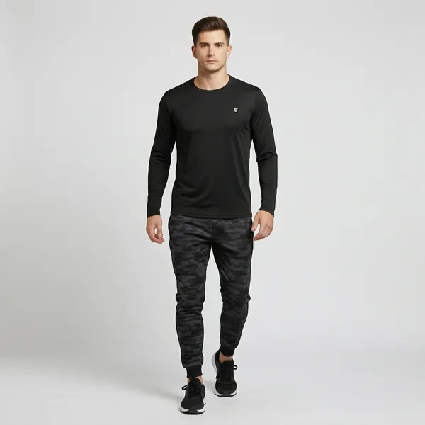 Black_Cotton_Blend_Full_Sleeve_Mesh_Round_Neck_T_Shirt_For_Men