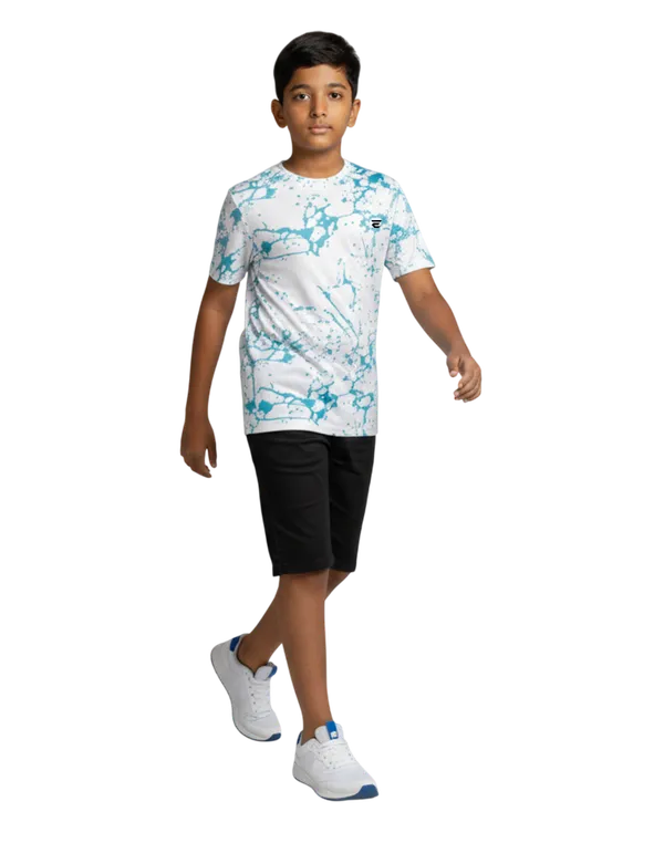 White_And_Blue_White_Cotton_Round_Neck_Printed_Boys_T_Shirt_For_Kids