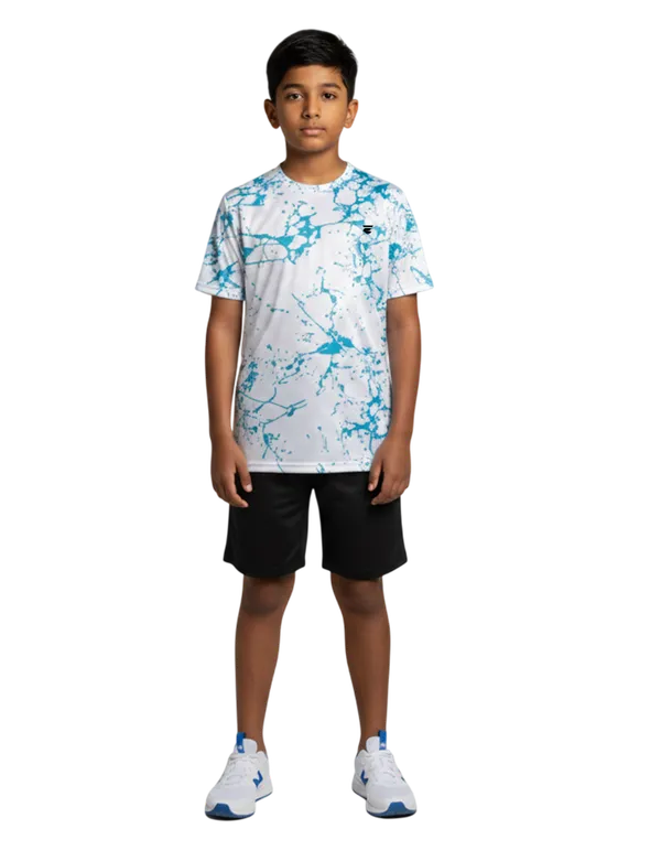 White_And_Blue_White_Cotton_Round_Neck_Printed_Boys_T_Shirt_For_Kids