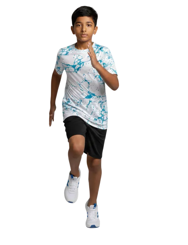 White_And_Blue_White_Cotton_Round_Neck_Printed_Boys_T_Shirt_For_Kids