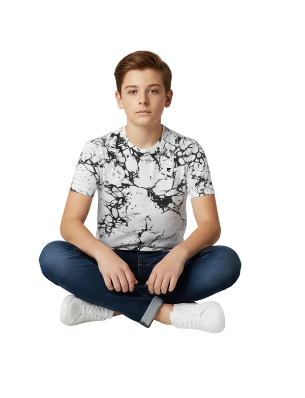 White_And_Black_Cotton_2_Way_Stretch_Round_Neck_Printed_T_Shirt_For_Kids