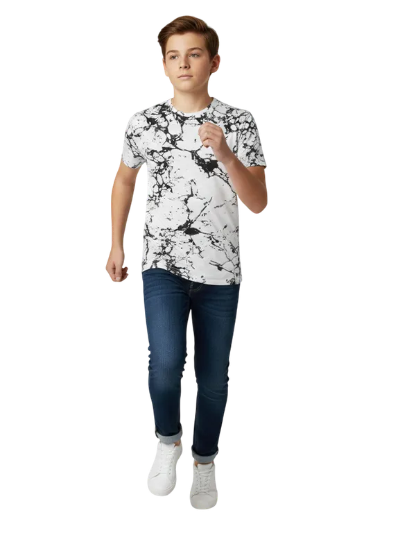 White_And_Black_Cotton_2_Way_Stretch_Round_Neck_Printed_T_Shirt_For_Kids