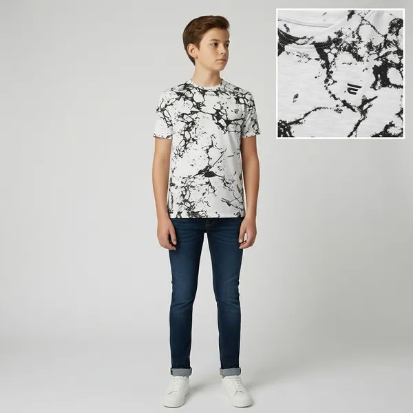 White_And_Black_Cotton_2_Way_Stretch_Round_Neck_Printed_T_Shirt_For_Kids