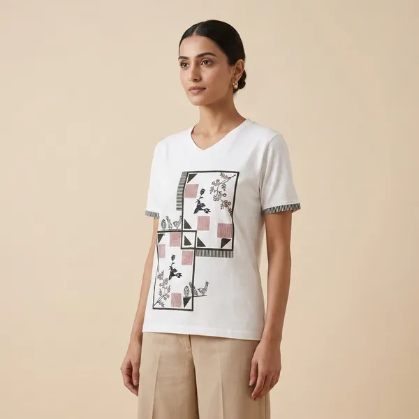 Womenia_Block_Printed_And_Hummingbird_Block_Printed_White_T-Shirt_Pack_Of_2