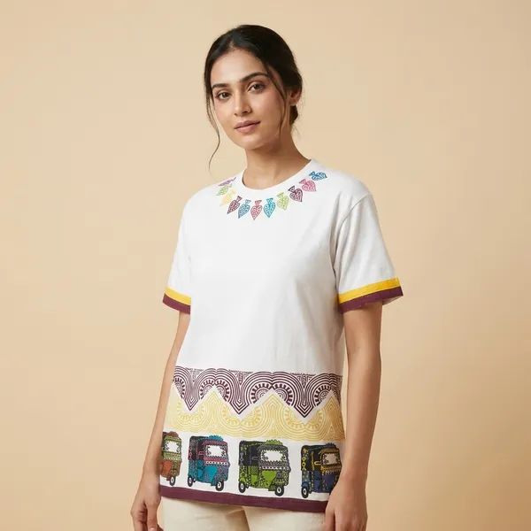 Quirky_Auto_Block_Printed_And_Pichwai_Block_Printed_White_T-Shirt_Pack_Of_2