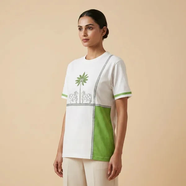 Quirky_Auto_Block_Printed_And_Pichwai_Block_Printed_White_T-Shirt_Pack_Of_2
