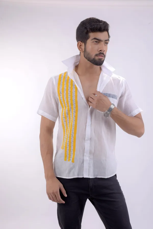 Golden_Blue_Printed_White_Shirt