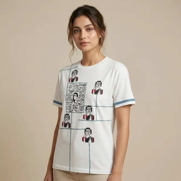Kantha_Block_Printed_And_Charulata_Block_Printed_White_T-Shirt_Pack_Of_2