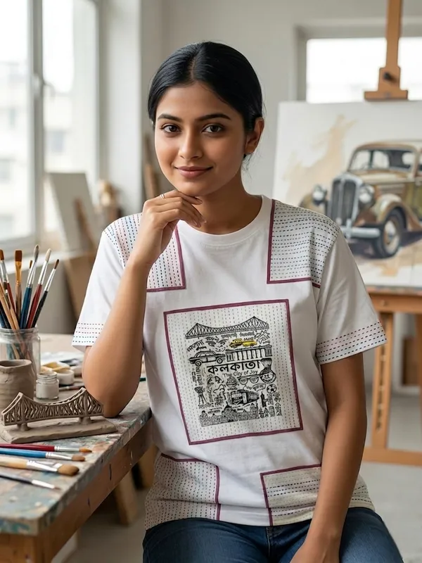 Kantha_Block_Printed_And_Charulata_Block_Printed_White_T-Shirt_Pack_Of_2