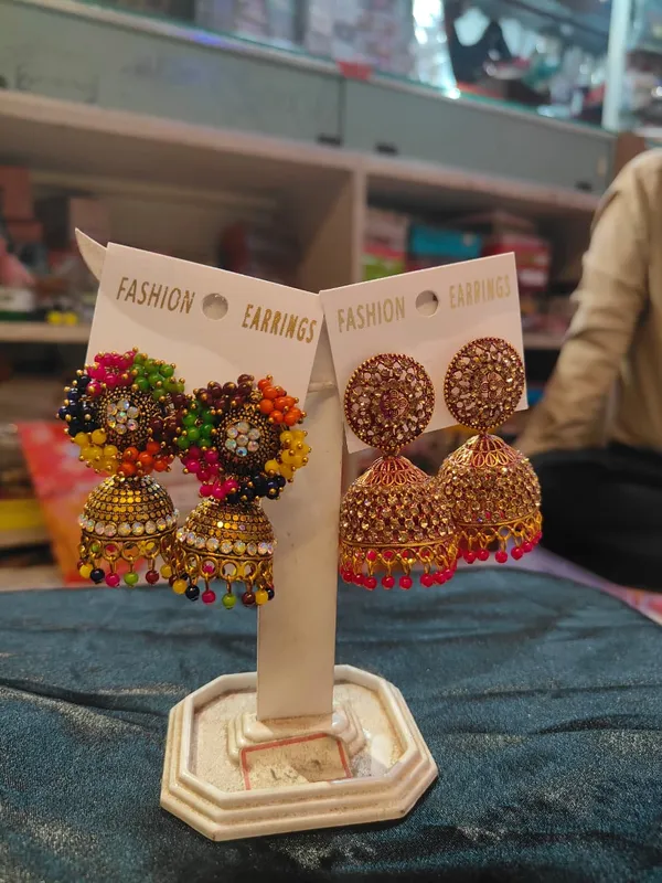 Green_Red_Alloy_Beaded_Jhumka_Earrings_For_Women
