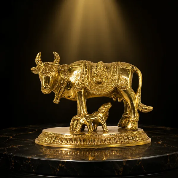 100%_Brass_Golden_Kamdhenu_Cow_with_Calf_Statue_|_1.3_kg_Heavy_Brass_Kamdhenu_Idol_|_Handmade_Sacred_Cow_&_Calf_Showpiece_for_Home_Temple,_Pooja_Room,_Office,_Living_Room,_Vastu_&_Spiritual_Gift