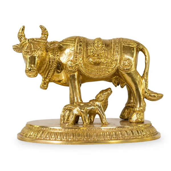 100%_Brass_Golden_Kamdhenu_Cow_with_Calf_Statue_|_1.3_kg_Heavy_Brass_Kamdhenu_Idol_|_Handmade_Sacred_Cow_&_Calf_Showpiece_for_Home_Temple,_Pooja_Room,_Office,_Living_Room,_Vastu_&_Spiritual_Gift