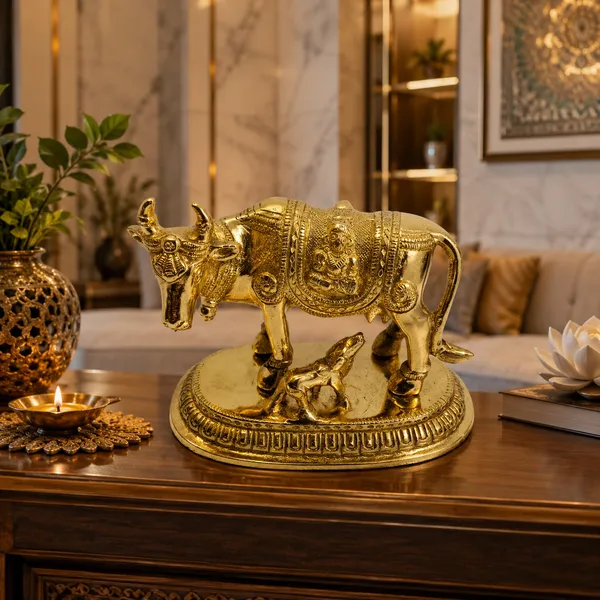 100%_Brass_Golden_Kamdhenu_Cow_with_Calf_Statue_|_1_kg_Heavy_Brass_Kamdhenu_Idol_|_Handmade_Sacred_Cow_&_Calf_Showpiece_for_Home_Temple,_Pooja_Room,_Office,_Living_Room,_Vastu_&_Spiritual_Gift