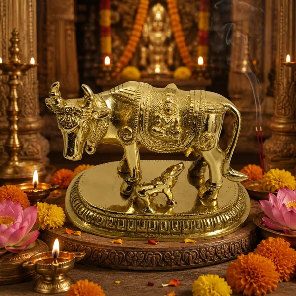 100%_Brass_Golden_Kamdhenu_Cow_with_Calf_Statue_|_1_kg_Heavy_Brass_Kamdhenu_Idol_|_Handmade_Sacred_Cow_&_Calf_Showpiece_for_Home_Temple,_Pooja_Room,_Office,_Living_Room,_Vastu_&_Spiritual_Gift