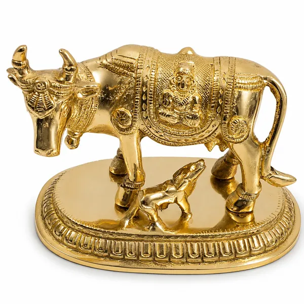 100%_Brass_Golden_Kamdhenu_Cow_with_Calf_Statue_|_1_kg_Heavy_Brass_Kamdhenu_Idol_|_Handmade_Sacred_Cow_&_Calf_Showpiece_for_Home_Temple,_Pooja_Room,_Office,_Living_Room,_Vastu_&_Spiritual_Gift