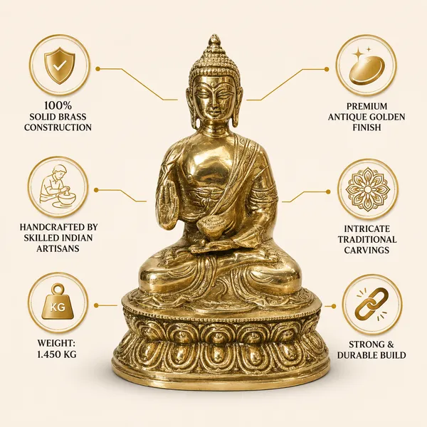 100%_Solid_Brass_Lord_Buddha_Statue_|_Handmade_Golden_Buddha_Idol_for_Home_Temple,_Meditation,_Living_Room,_Office_&_Spiritual_Décor