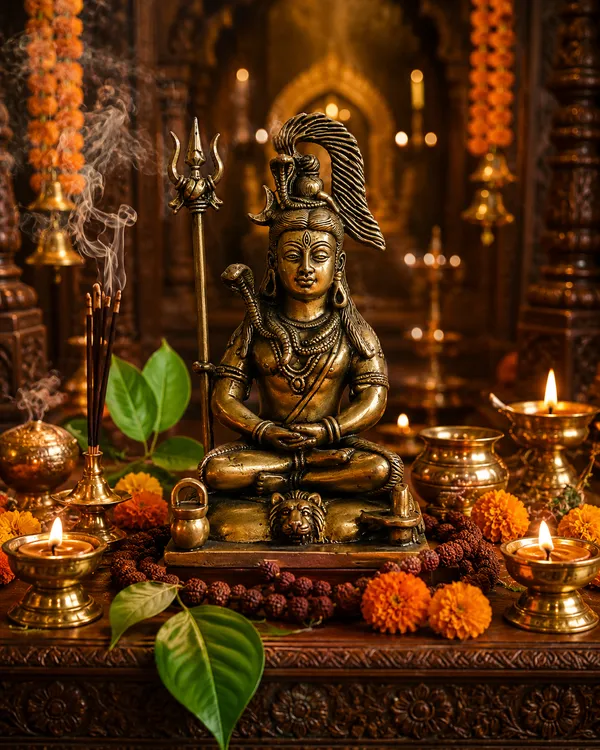 100%_solid_brass_Lord_Shiva_statue_(2.09_kg)_featuring_Trishul,_Shivling_&_Nandi._Handmade_antique_brass_Mahadev_idol_for_home_temple,_office_décor,_meditation_and_gifting.