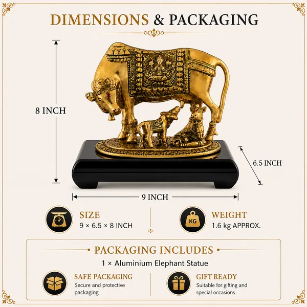 _Cow_and_Calf_Statue_with_Intricate_Traditional_Detailing_&_Golden_Finish_with_1.6kg_|_Decorative_Kamadhenu_Idol_for_Pooja_Room,_Home_&_Gifting