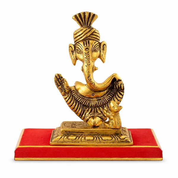 _Ganesh_Statue_200g_with_Antique_Gold_Finish_|_5.5_Inch_Lord_Ganesha_Idol_for_Pooja_Room,_Home_Temple_&_Gifting