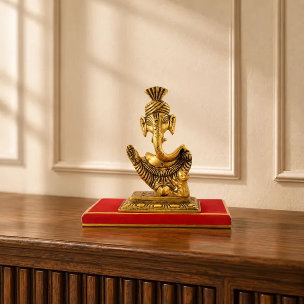 _Ganesh_Statue_200g_with_Antique_Gold_Finish_|_5.5_Inch_Lord_Ganesha_Idol_for_Pooja_Room,_Home_Temple_&_Gifting