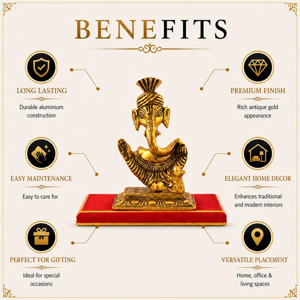 _Ganesh_Statue_200g_with_Antique_Gold_Finish_|_5.5_Inch_Lord_Ganesha_Idol_for_Pooja_Room,_Home_Temple_&_Gifting