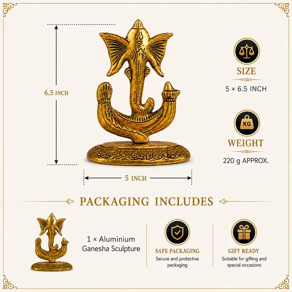 _Ganesha_Decorative_Idol_with_Om_Design_&_Ornate_Base,_220g_|_Ganpati_Murti_for_Pooja_Room,_Home_Temple_&_Gifting