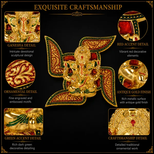 _Ganesha_Wall_Decor_300g_with_Traditional_Gold_Finish_|_7x7_Inch_Ganesh_Wall_Hanging_for_Pooja_Room,_Home_Temple_&_Gifting